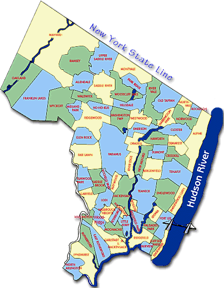 Bergen County NJ Map