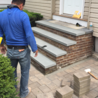 brick steps repair in process