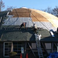 rebuilding a round roof on a church