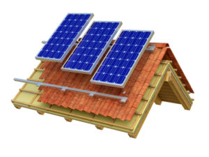 Solar panels roof 3D rendering